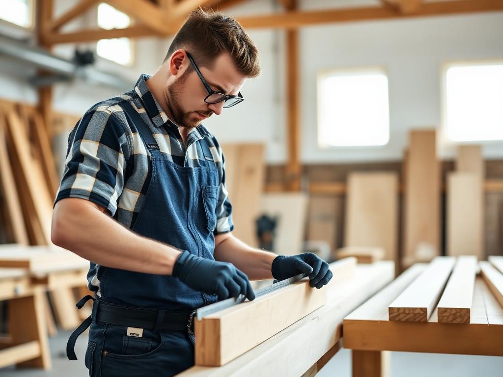 Trainer working with carpentry apprentices